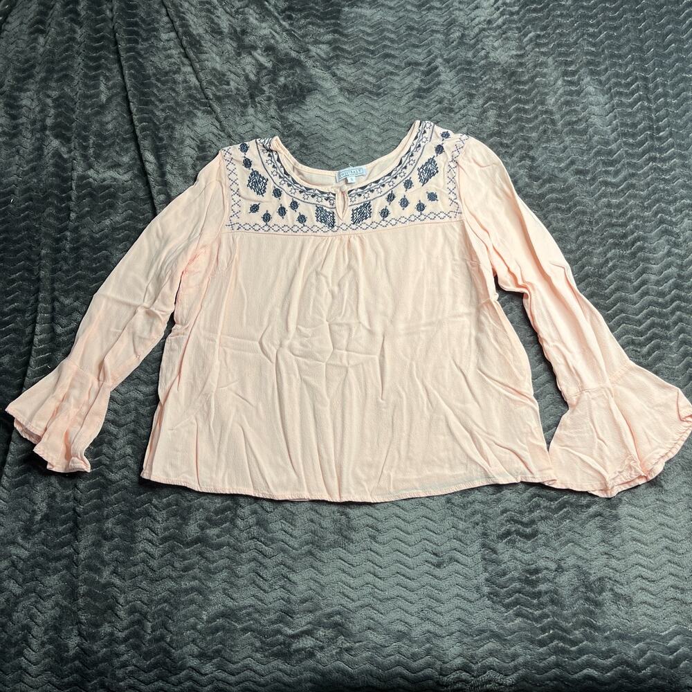 Sweet salt Women’s Top Embroidered Ruffled Pink Size S